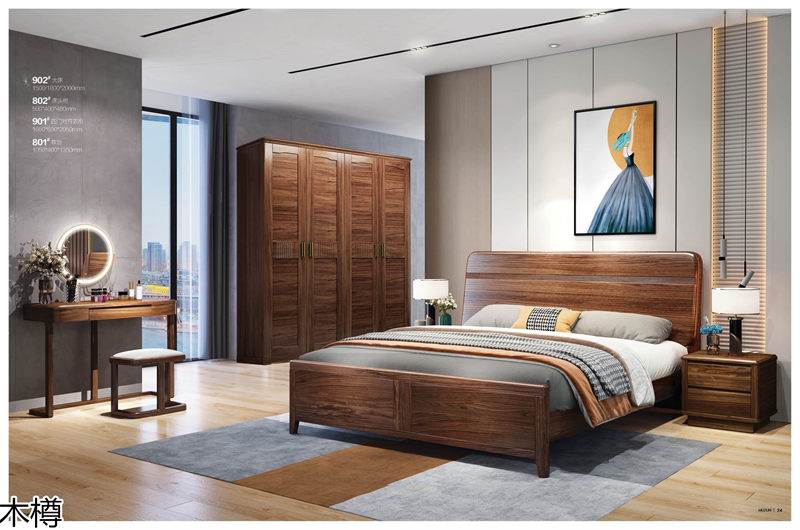 木樽極簡輕奢烏金木家具