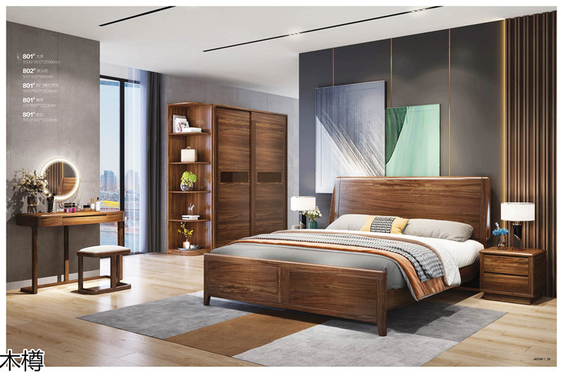 木樽極簡輕奢烏金木家具