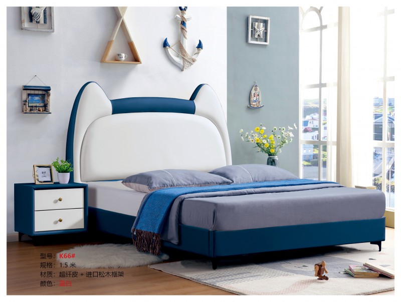 青少年兒童軟體床K66#（藍(lán)白）
