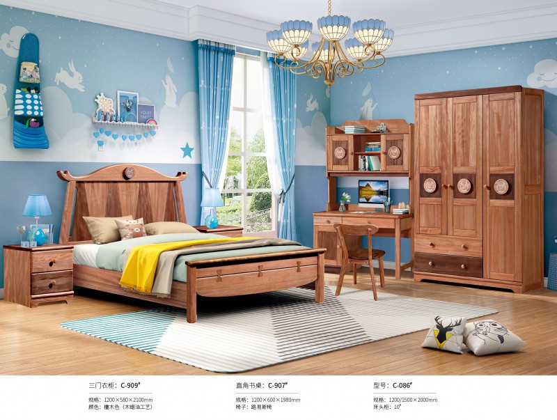 金絲檀木青少年兒童床C-086#