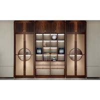 昌龍禾運新中式烏金木定制書柜