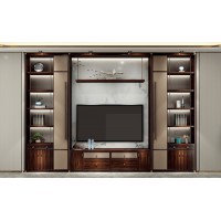 昌龍禾運新中式烏金木定制廳柜#