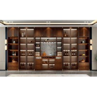 昌龍禾運新中式烏金木定制背景柜