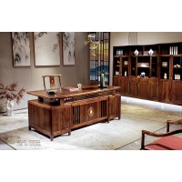 昌龍禾運(yùn)新中式烏金木辦公桌1-623#、書椅1-621#、二門書柜1-601#、三門書柜1-601#