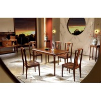 昌龍禾運(yùn)新中式烏金木餐桌1-506#、餐椅1-518#、餐邊柜1-521#