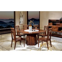 昌龍禾運(yùn)新中式烏金木巖板圓桌1-509#、餐椅1-517#