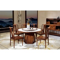 昌龍禾運(yùn)新中式烏金木巖板圓桌1-505#、餐椅1-519#