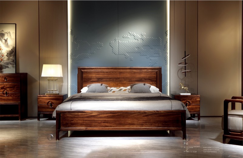 新中式床1-105#、床頭柜1-112#