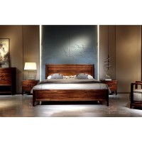 昌龍禾運新中式烏金木床1-105#、床頭柜1-112#