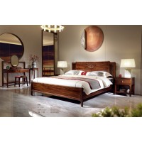 昌龍禾運新中式烏金木床1-108#、床頭柜1-111#、妝臺1-121#、妝凳1-131#