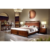 昌龍禾運新中式烏金木床1-103#、床頭柜1-112#、妝臺1-121#、妝凳1-131#