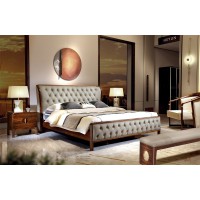 昌龍禾運(yùn)新中式烏金木床1-1012#、床頭柜1-112#