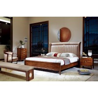 昌龍禾運(yùn)新中式烏金木床1-1015#、床頭柜1-112#