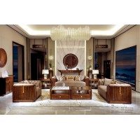 昌龍禾運新中式烏金木沙發1-2016#、方茶幾2212#、角幾1-226（實木）#