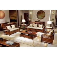 昌龍禾運新中式烏金木沙發1-205#、長茶幾1-221#、角幾1-226（巖板）#