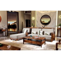 昌龍禾運新中式烏金木轉角沙發1-2013#、長茶幾1-225#