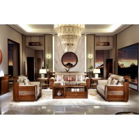 昌龍禾運新中式烏金木沙發1-208#、長茶幾1-222#、角幾1-226（巖板）#