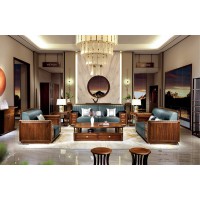 昌龍禾運新中式烏金木沙發1-209#、長茶幾1-229#、角幾1-226（實木）#