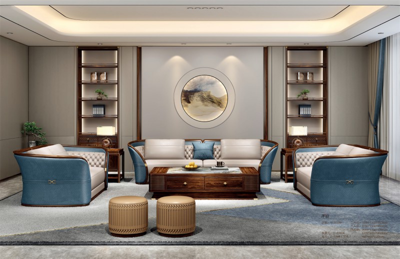 新中式沙發1-2018#、長茶幾1-2231#、角幾1-226（實木）#