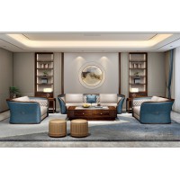 昌龍禾運新中式烏金木沙發1-2018#、長茶幾1-2231#、角幾1-226（實木）#