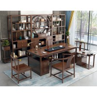 衛府里新中式烏金木CT620茶臺(干泡款)、BG601茶水邊柜、CY628皇冠椅、CY629中元椅