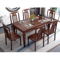 衛(wèi)府里新中式烏金木DZ602長餐桌、DY619餐椅