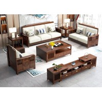 衛府里新中式烏金木SF613沙發、KG608伸縮地柜中柜、KG608伸縮地柜左右柜、KT608茶幾、KT606方幾