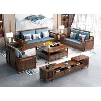 衛府里新中式烏金木SF612沙發、KG608伸縮地柜中柜、KG608伸縮地柜左右柜、KT609大方幾、KT606方幾