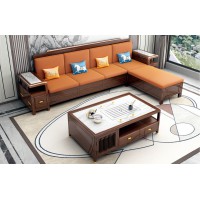 衛府里新中式烏金木SF609轉角沙發、KT608茶幾