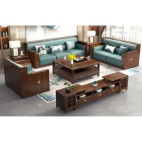 衛府里新中式烏金木SF620沙發、KT609大方幾、KT606方幾、KG608伸縮地柜中柜、KG608伸縮地柜左右柜