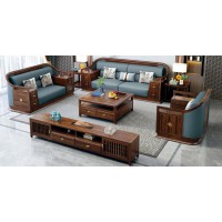 衛府里新中式烏金木SF619沙發、KT609大方幾、KT606方幾、KG609電視柜